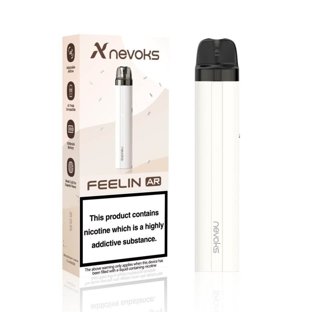 Nevoks, Vaper rellenable, Open POD system, sistema cartucho abierto, Feeling AR, color blancoazul