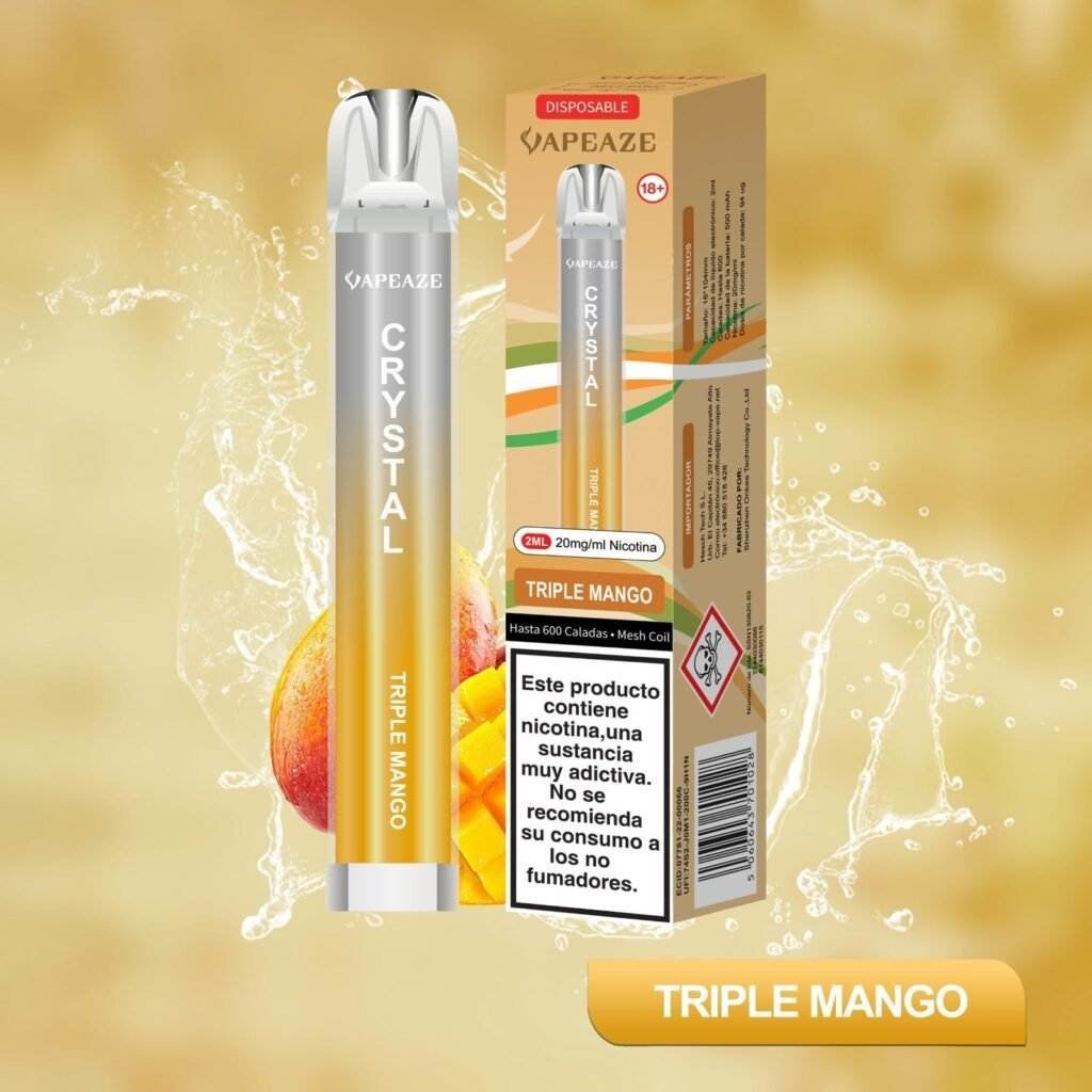 Vapeaze Desechable 600 caladas sabor mango triple, triple mago