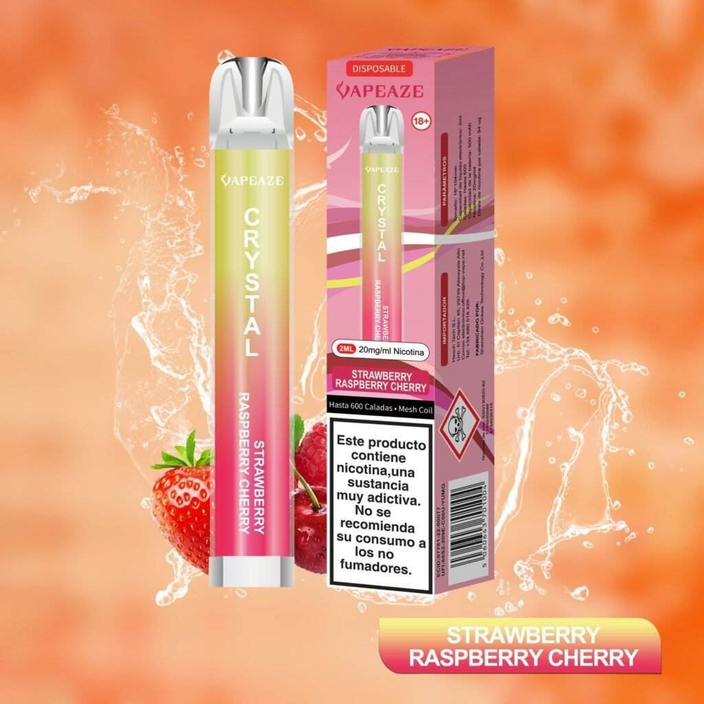 Vapeaze Vaper Desechable 600 caladas sabor Strawberry Raspberry Cherry. Fresa Frambuesa Cerezablue razz, frambuesa